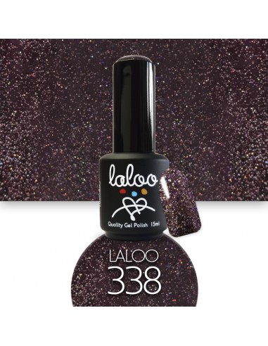 Laloo Ημιμόνιμο Βερνίκι Νο.338 Μελιτζανί Σκούρο με Πολύχρωμο Ψιλό Glitter 15ml