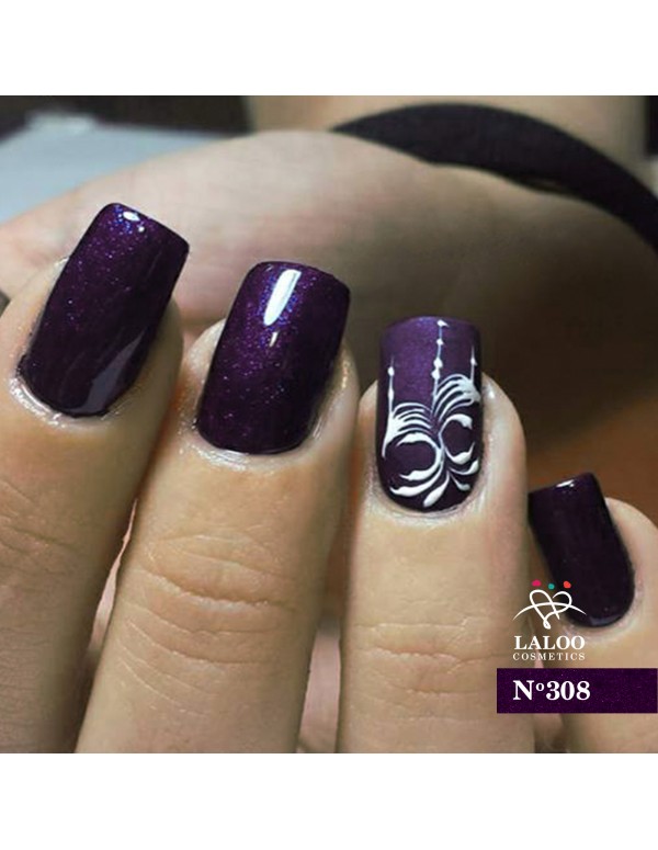 Laloo Weekly Nail Polish No308 Μωβ Σκούρο με Ελαφρύ Shimmer 15ml - Image 2