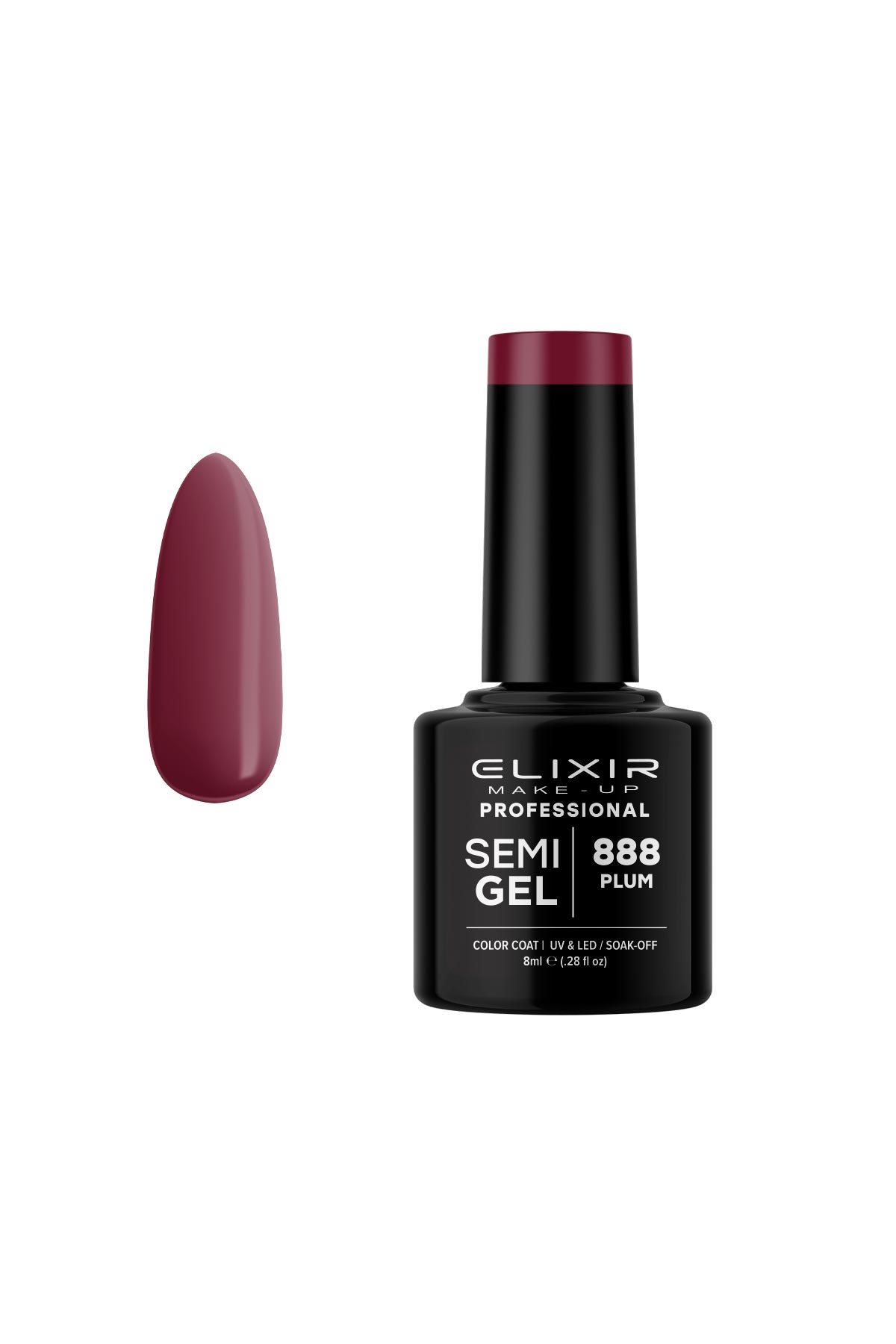 Ημιμόνιμο Βερνίκι Elixir Semi Gel 888 Plum 8ml