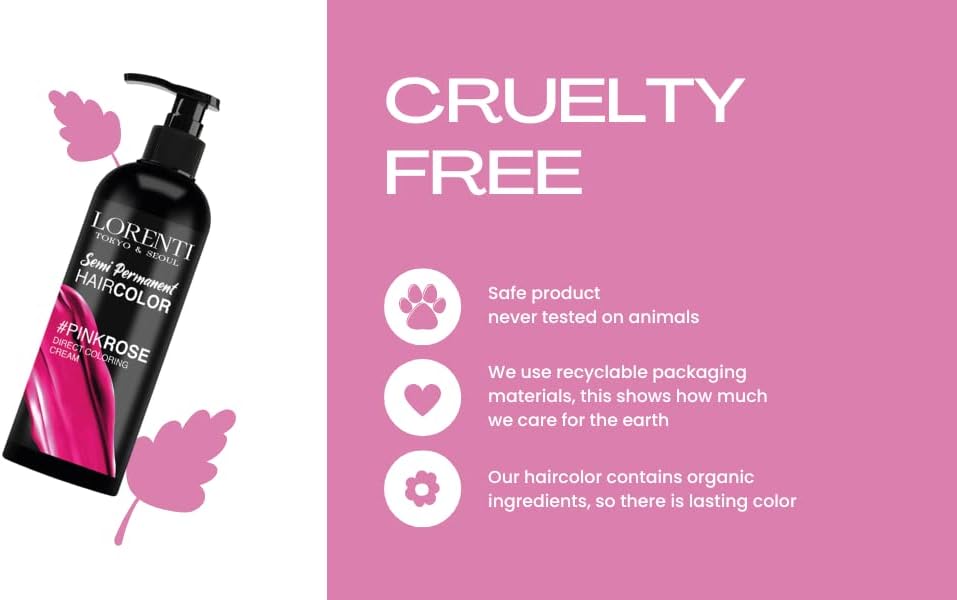 Lorenti Semi-Permanent Hair Color Pink Rose 250ml - Image 3