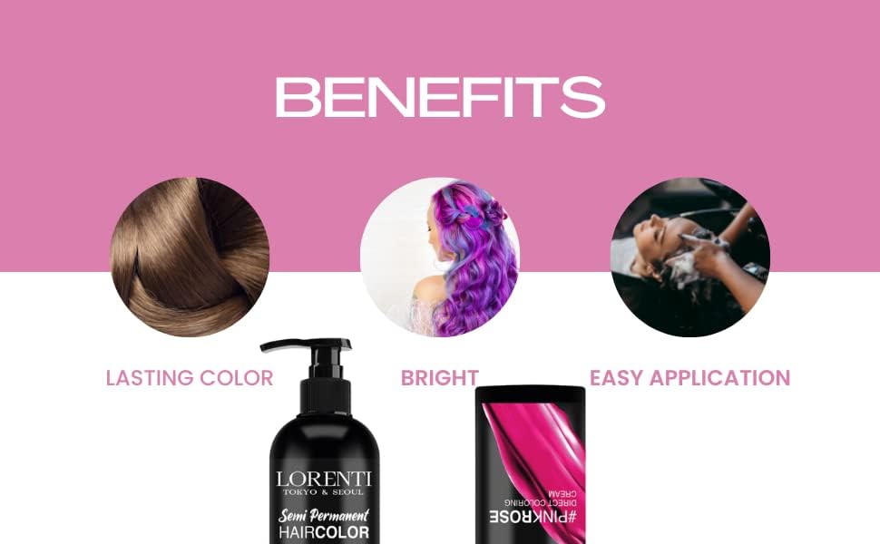 Lorenti Semi-Permanent Hair Color Pink Rose 250ml - Image 6